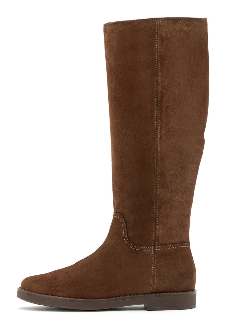 Cizme lungi pana la genunchi de piele intoarsa Olena