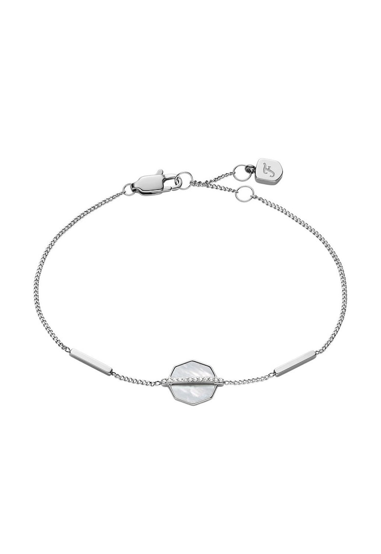 Bratara din otel inoxidabil decorata cu talismane Mother Of Pearl si zirconia