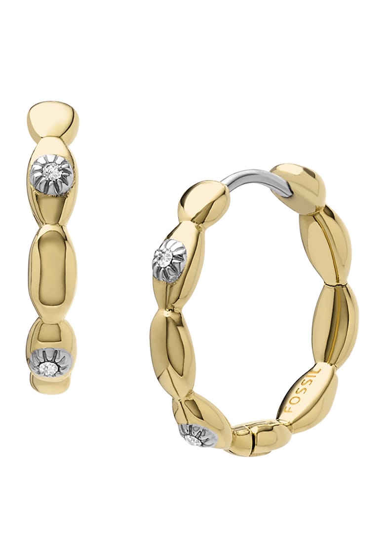 Cercei rotunzi de otel inoxidabil cu cristale