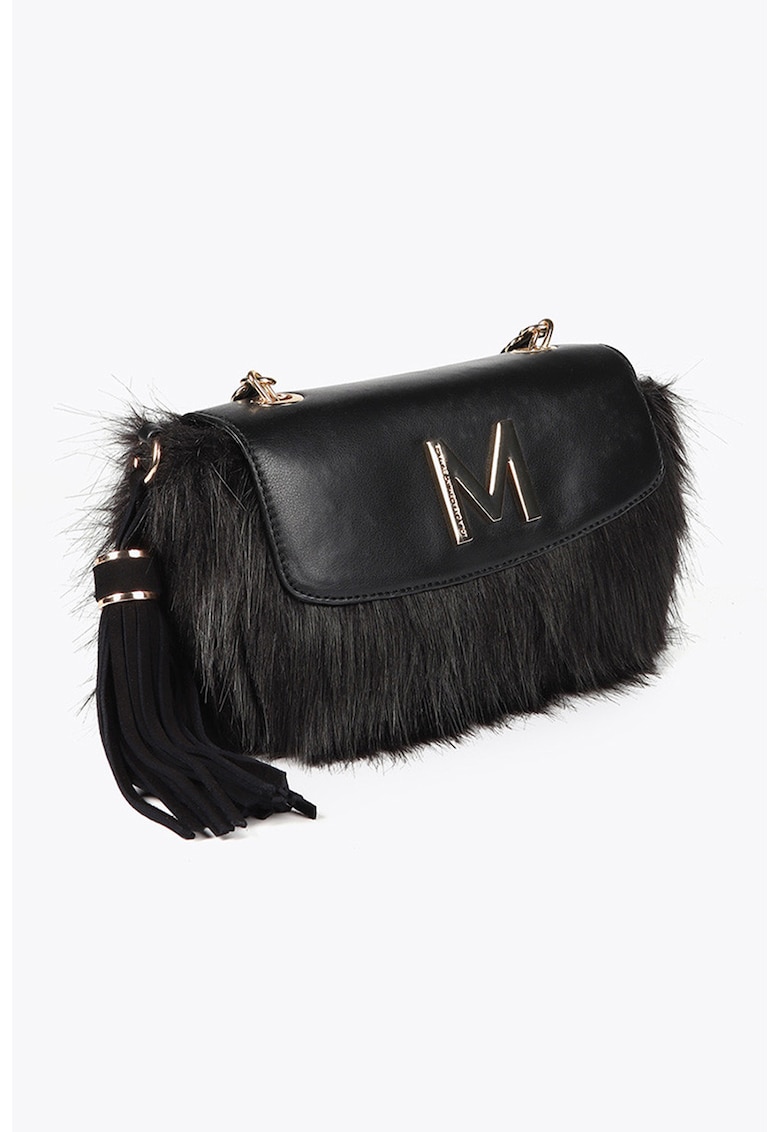 Geanta crossbody cu insertii de blana sintetica
