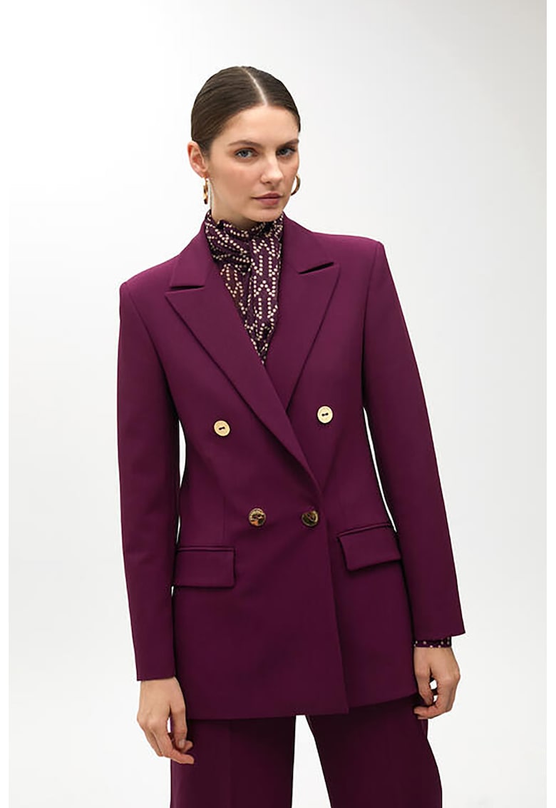 Sacou slim fit cu doua randuri de nasturi