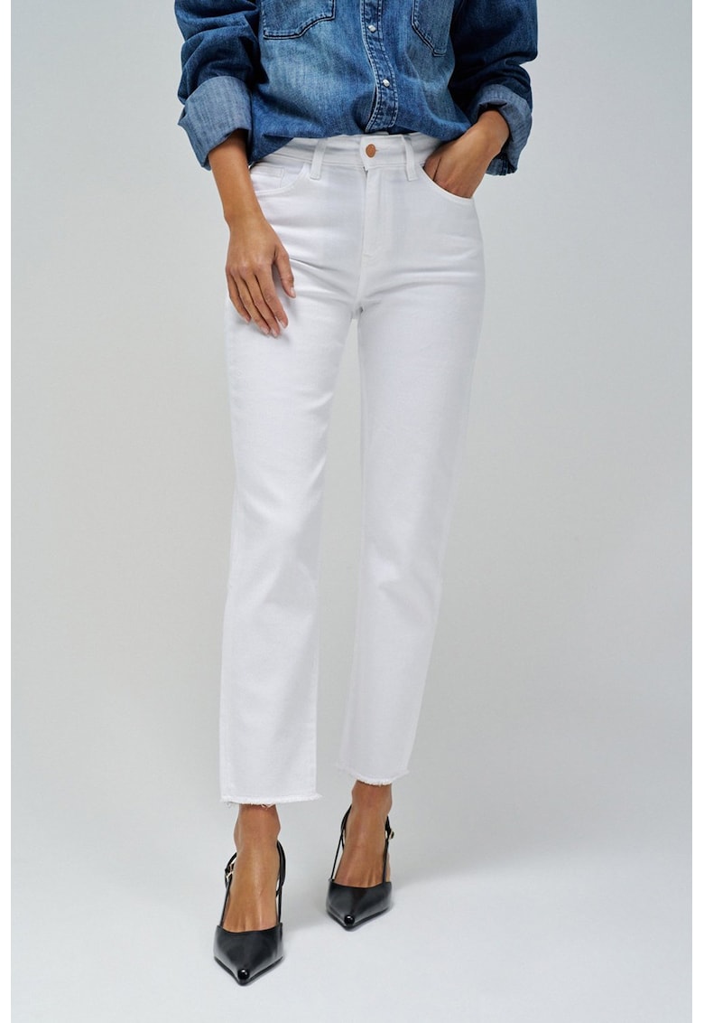 Blugi slim fit cu talie medie - Alb optic