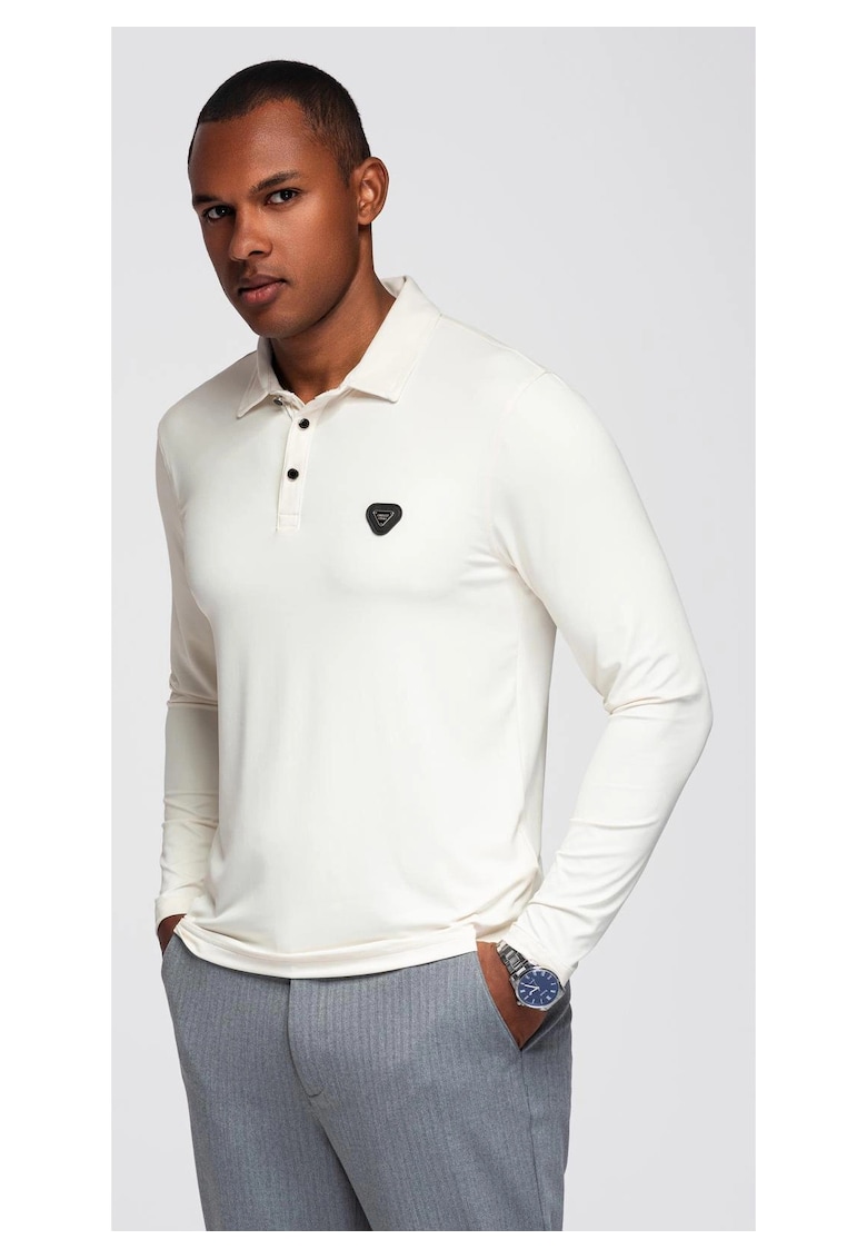 Tricou polo cu maneci lungi cu nasturi eleganti cu logo-ul marcii  OM-POLS-0139