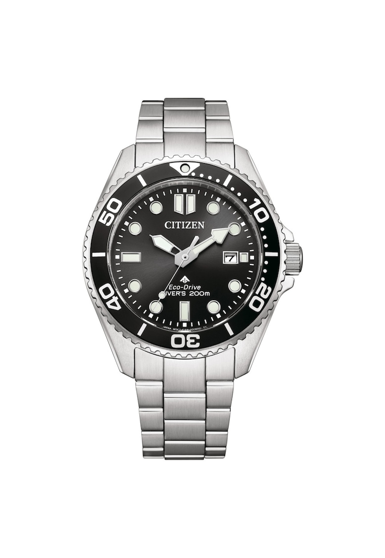 Ceas barbaresc - 41x12mm - inox - argintiu/negru - rezistent la apa 200 m