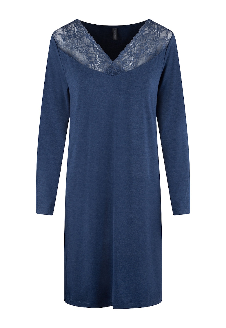 Camasa de noapte cu maneci lungi si garnituri din dantela