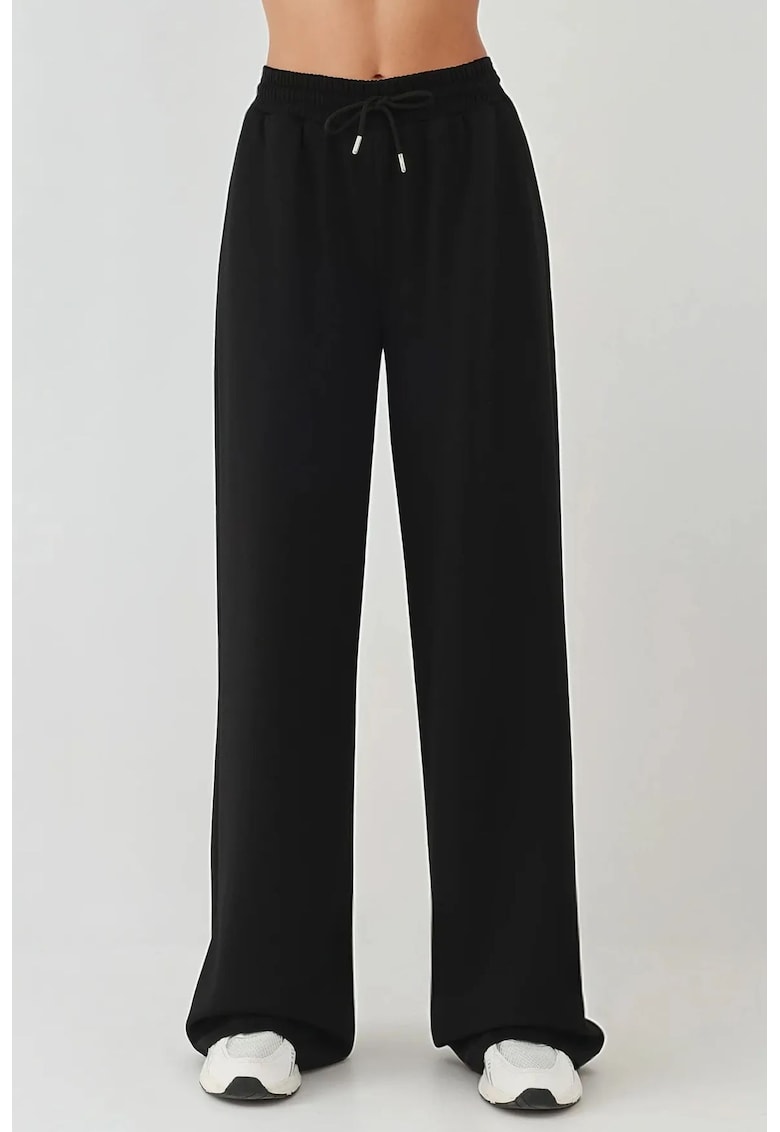 Pantaloni de trening dama -  croi larg - talie inalta - negru - modal