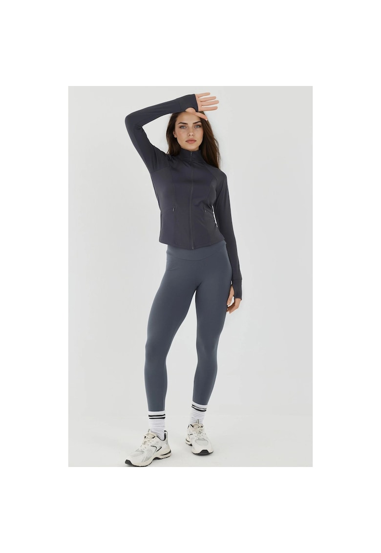 Top sport Femei  tricotat - guler inalt - gri carbune - pentru fitness