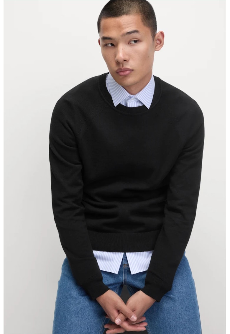 Marks Spencer Pulover din bumbac cu maneci raglan - Negru
