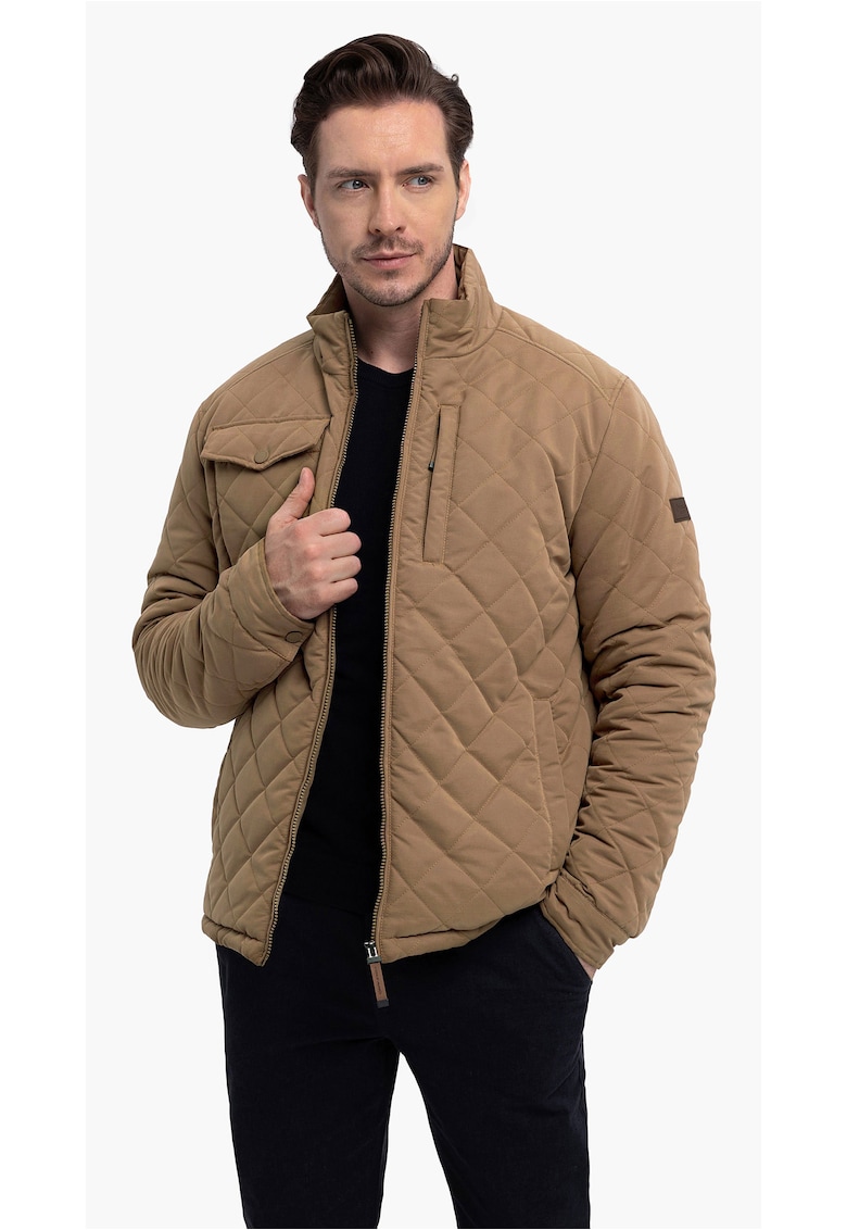 Geaca matlasata casual - barbati - guler ridicat - buzunare - J-Stony - Bej