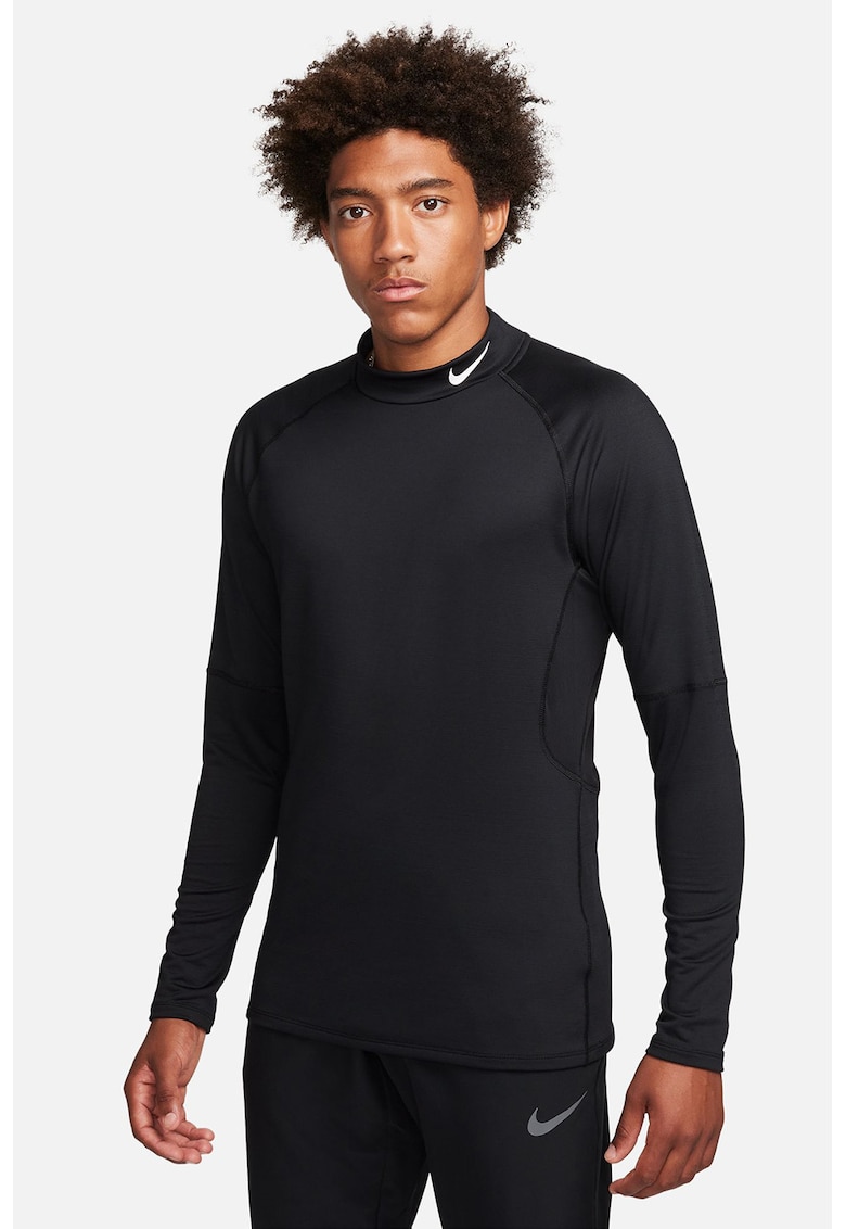 Bluza slim fit cu guler scurt si tehnologie Dri-Fit pentru fitness