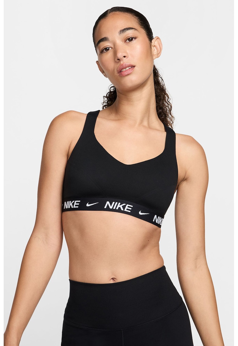 Bustiera cu tehnologie Dri-FIT si sustinere ridicata pentru fitness Indy - Negru/Negru stins