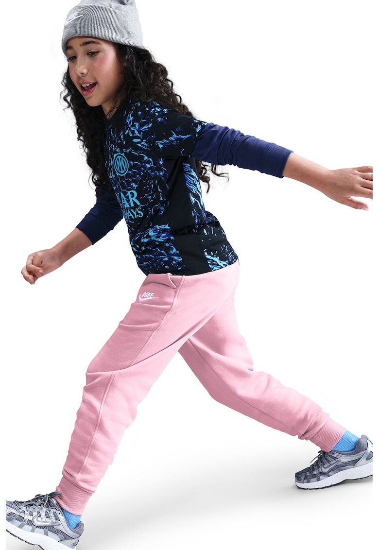 Pantaloni de trening cu talie inalta si buzunare laterale