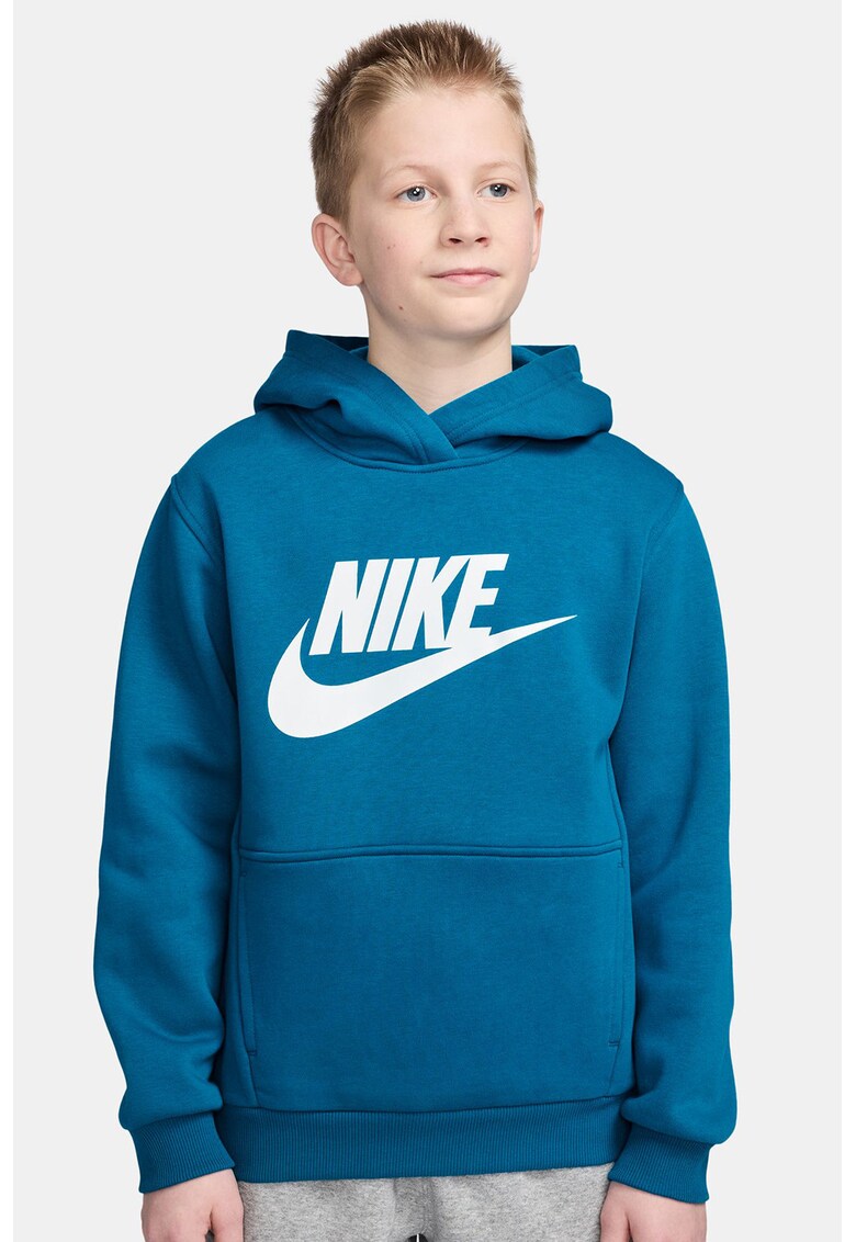 Hanorac cu imprimeu logo cauciucat Club - Alb optic/Albastru