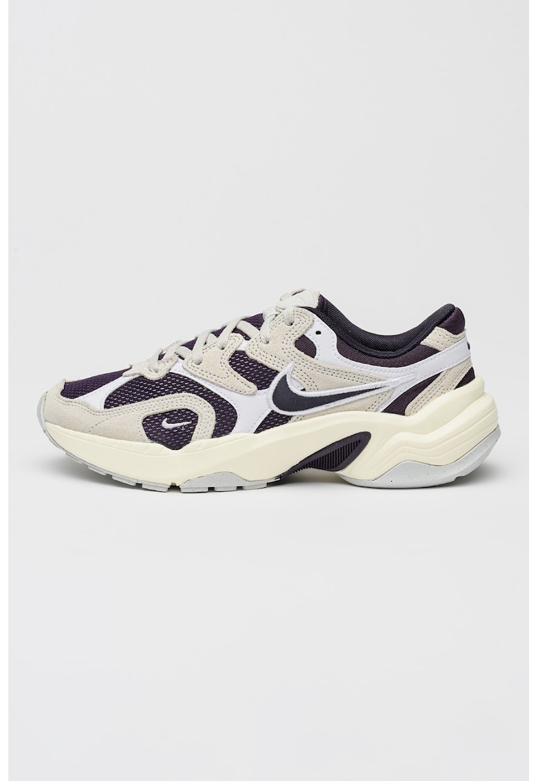 Pantofi sport AL8 din plasa cu talpa demi-wedge - Alb/Gri deschis/Bleumarin