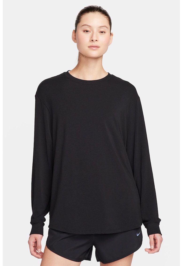 Bluza relaxed fit cu maneci lungi si tehnologie Dri-Fit One - Negru