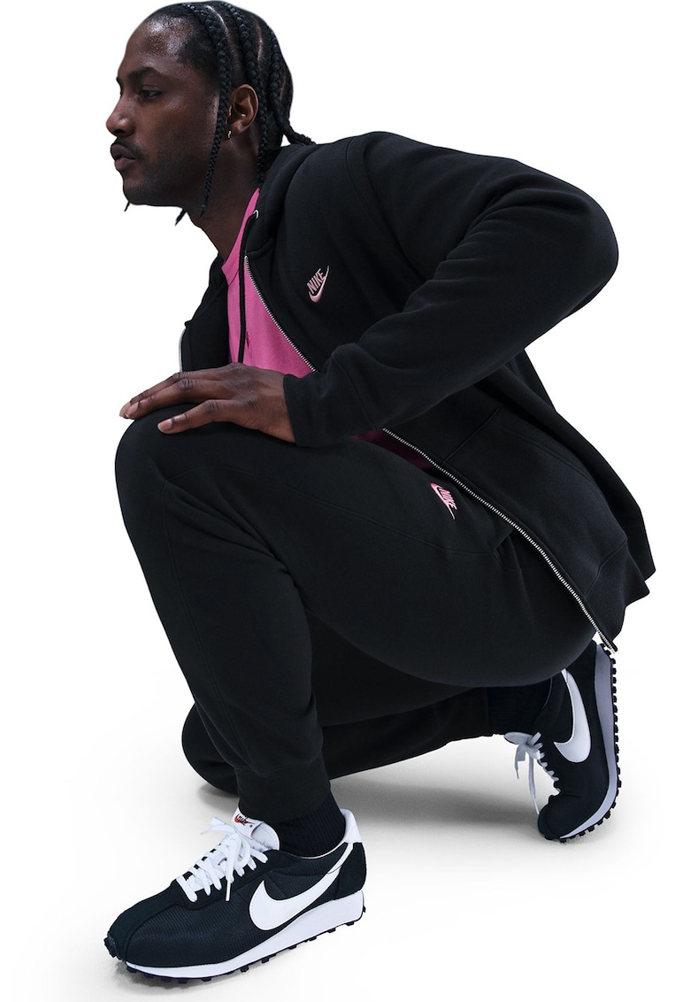 Pantaloni de trening cu logo si snur de ajustare - Negru/Roz pastel