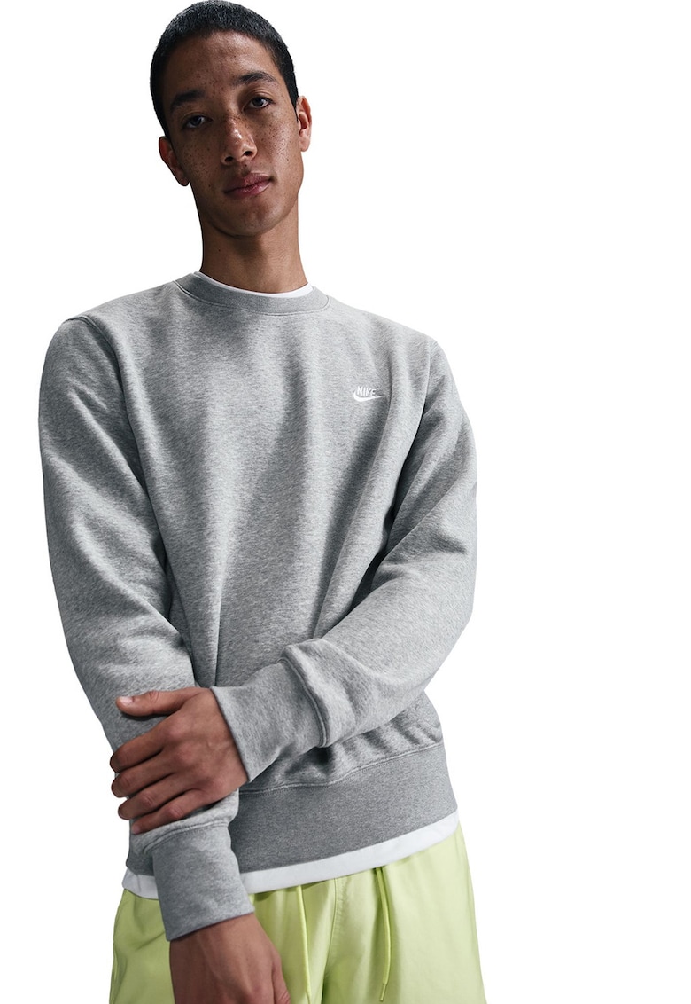 Bluza de trening din amestec de bumbac cu decolteu la baza gatului Club - Gri deschis melange