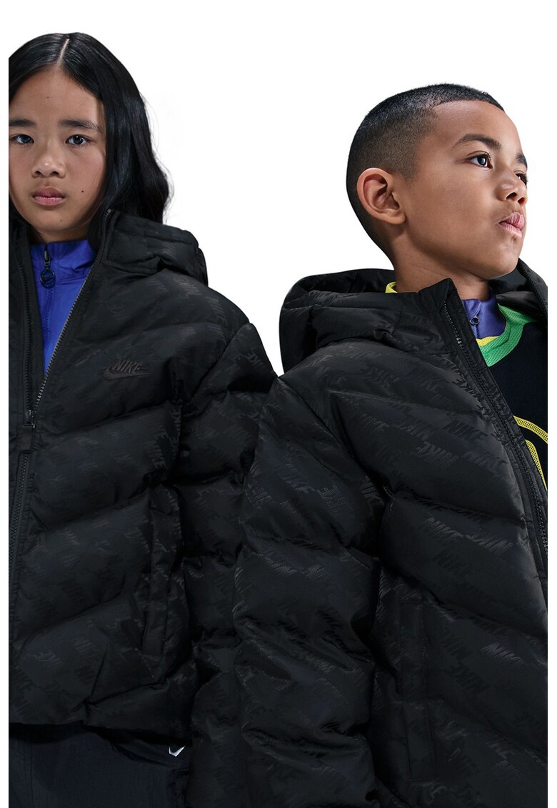 Geaca cu vatelina si gluga - Negru