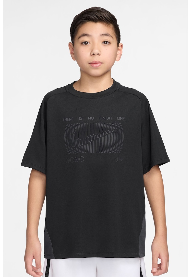Tricou cu imprimeu logo si tehnologie Dri-Fit pentru fitness - Negru