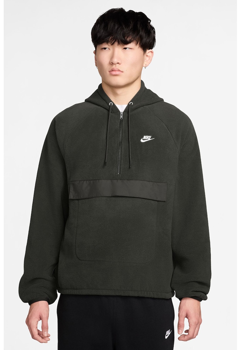 Hanorac din material fleece cu maneci raglan Club - Alb/Verde inchis