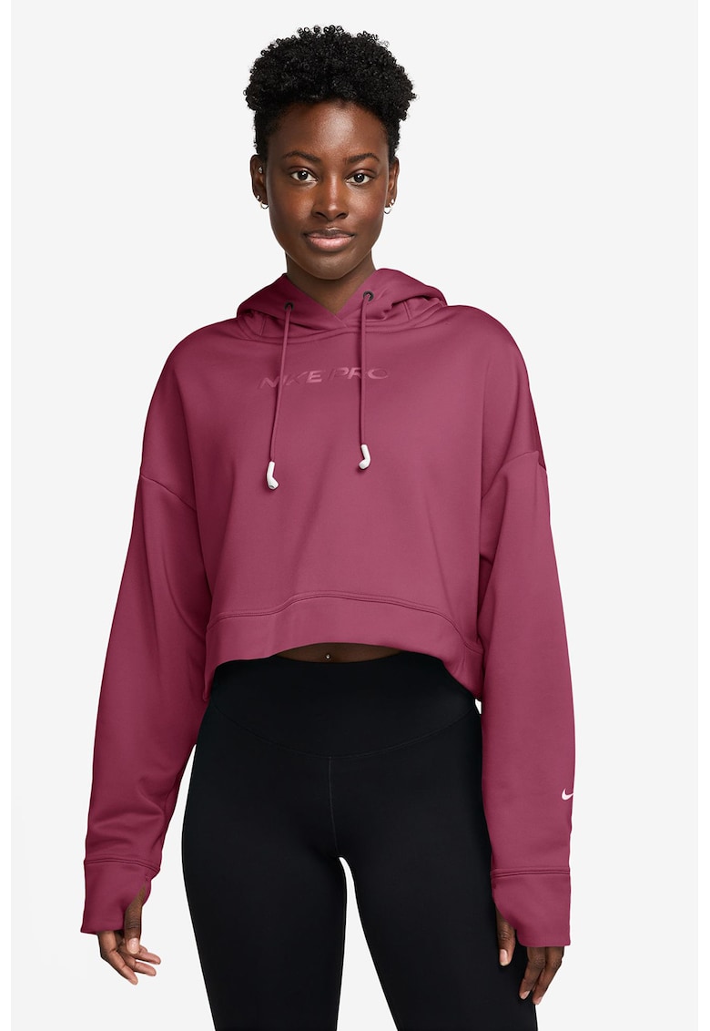 Hanorac crop cu logo si tehnologie Therma-Fit