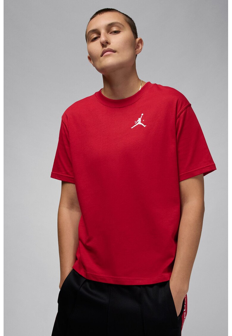 Tricou cu imprimeu logo si decolteu la baza gatului - pentru baschet Jumpman - Rosu