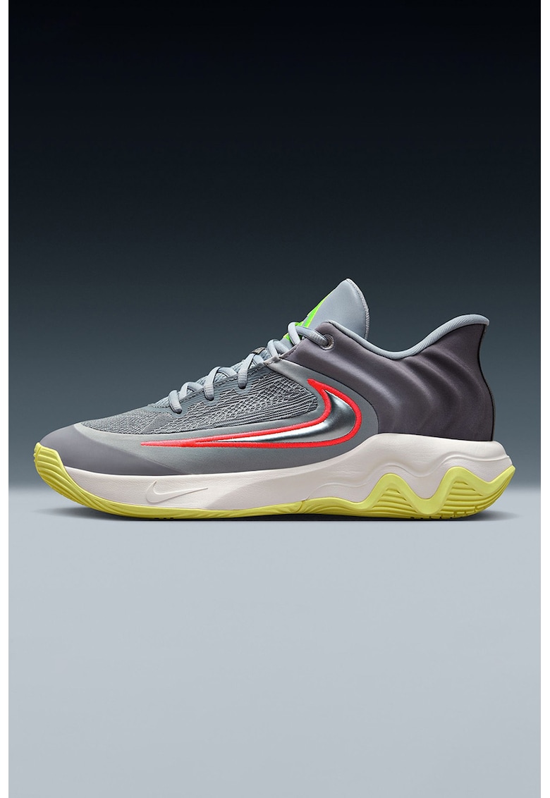 Pantofi Giannis Immortality 4 cu logo contrastant - pentru baschet - Galben sofran/Portocaliu mandarina/Gri inchis