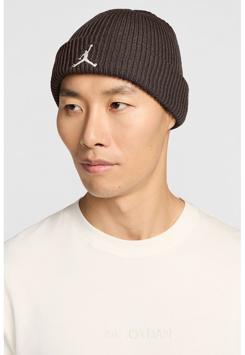 Caciula unisex cu broderie logo Terra - Maro inchis