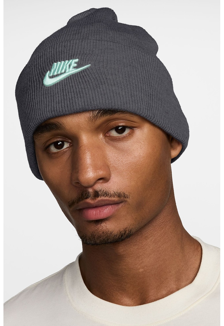 Caciula unisex cu logo brodat Peak - Gri inchis