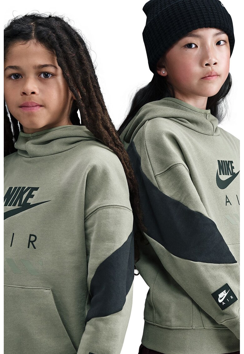 Hanorac din bumbac cu imprimeu logo Air - Verde pal