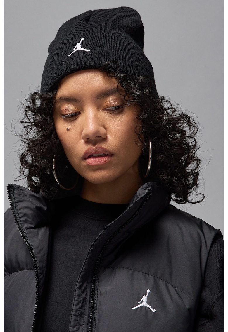 Caciula unisex cu detaliu cu model monograma - Alb/Negru