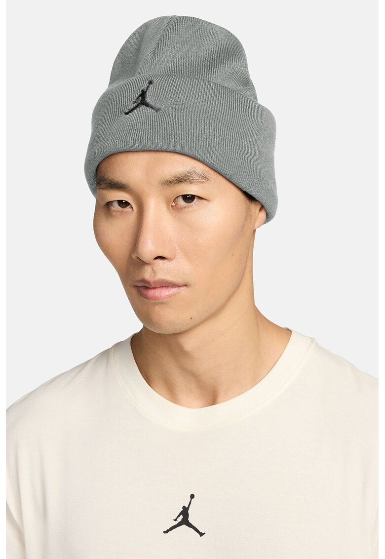 Caciula unisex cu detaliu cu model monograma - Gri