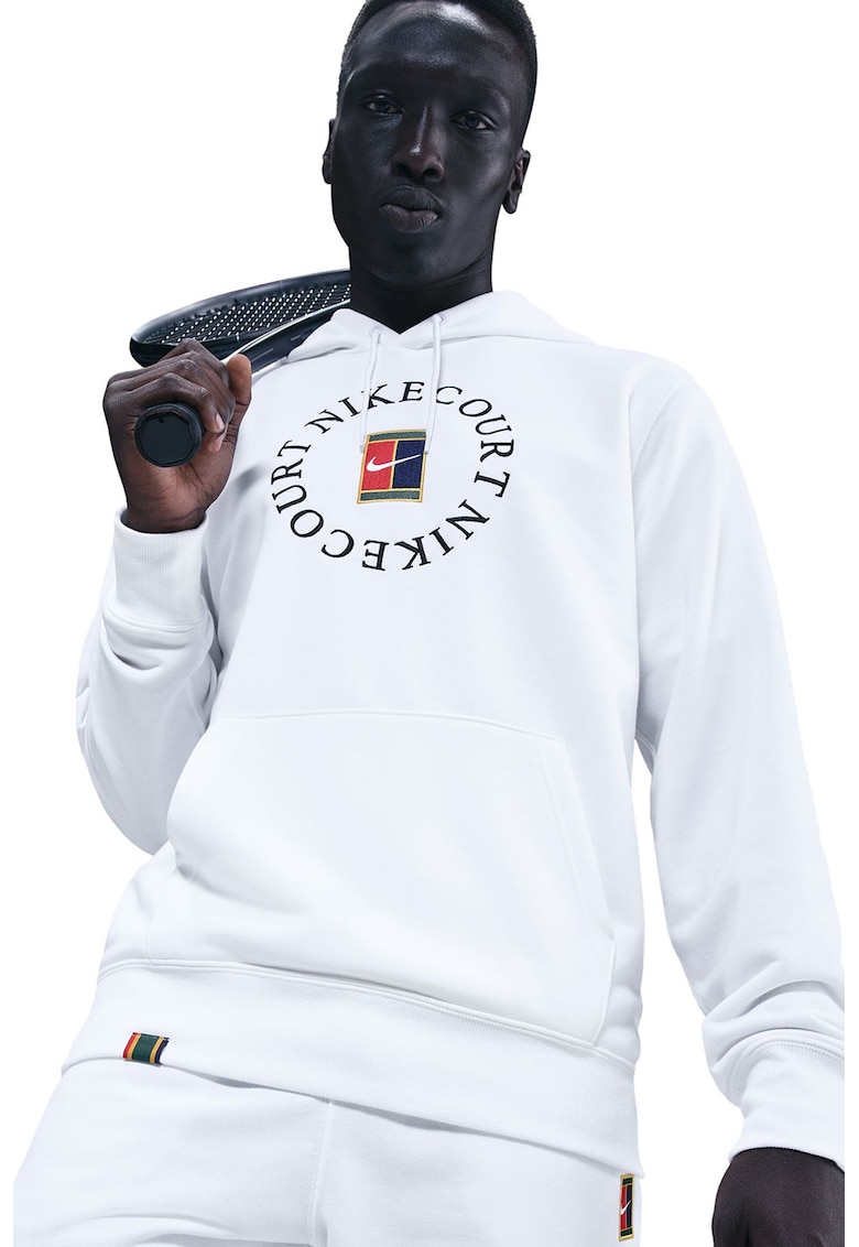 Hanorac cu tehnologie Dri Fit si imprimeu logo - Alb optic