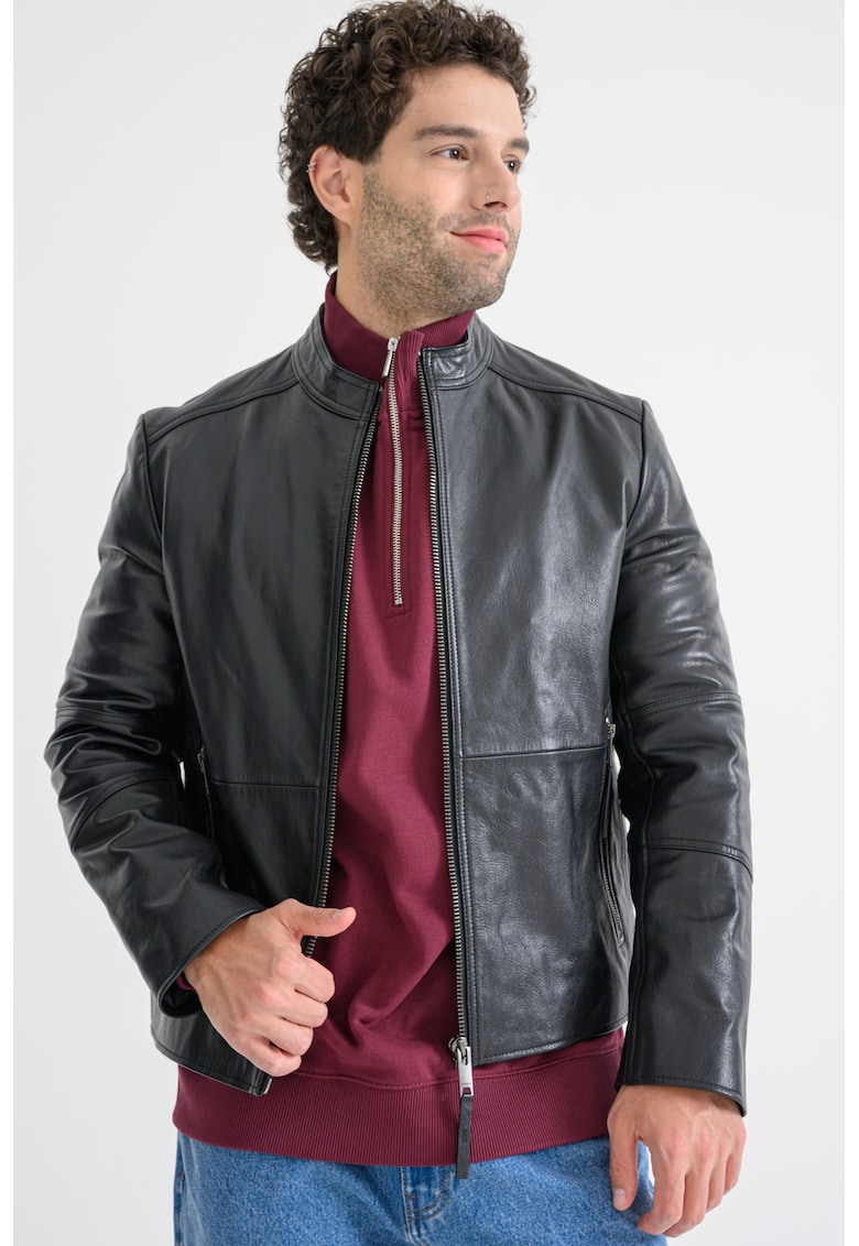 Jacheta slim fit de piele Lokis