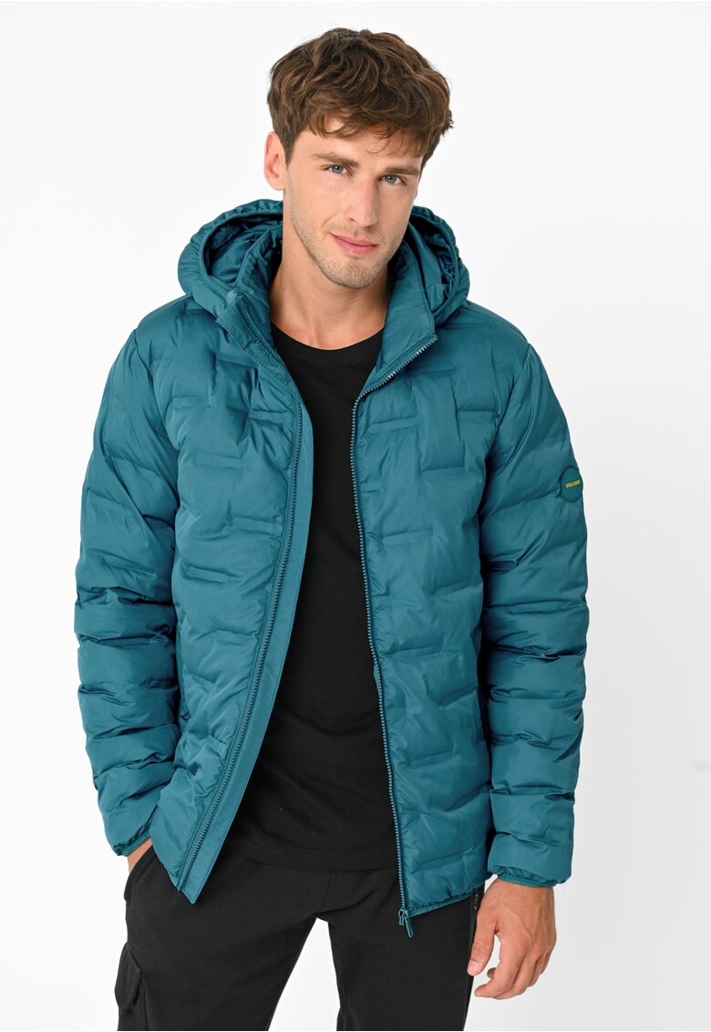 Geaca matlasata cu gluga detasabila - buzunare - sac de compresie - J-Sintor - Albastru - Albastru