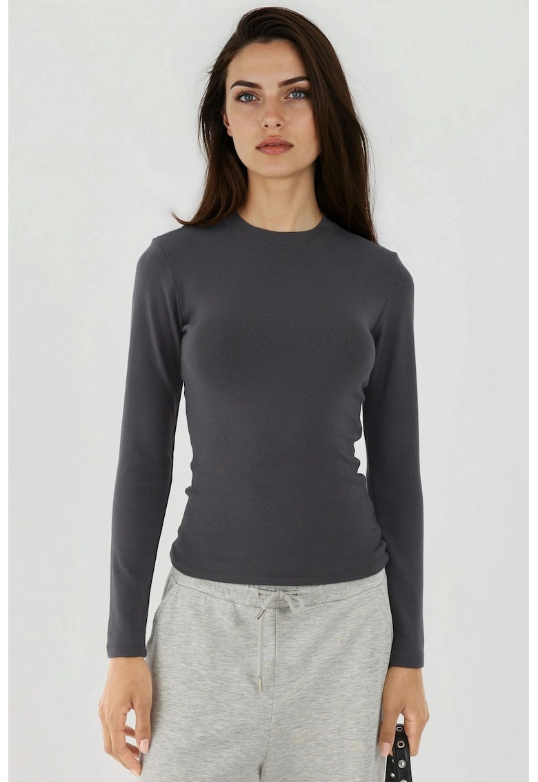 Bluza dama -  croiala slim fit - tricot - gri carbune