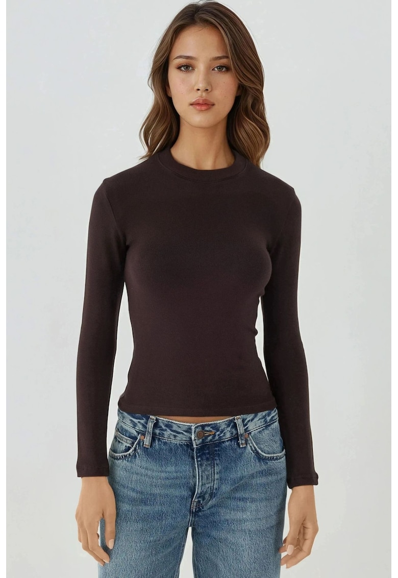 Bluza dama -  croiala slim fit - tricot - maro