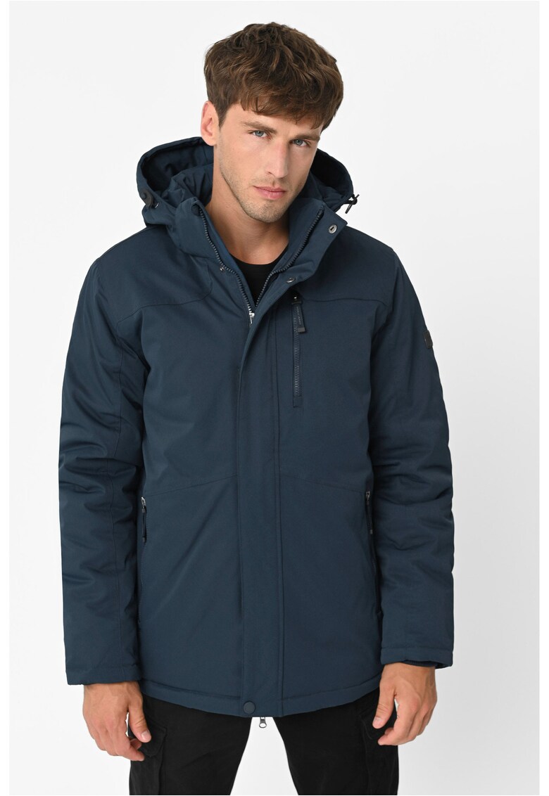 Geaca de iarna cu gluga detasabila - fermoar cu clapa - J-Telk - Denim