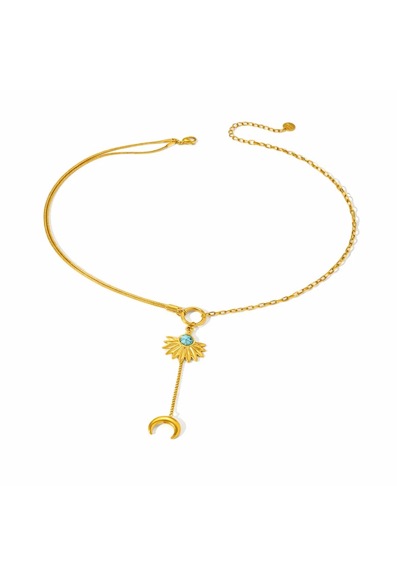 Pursehuit Colier auriu - din otel inoxidabil 316L - placat cu aur 18K PVD - cu semiluna - Dovra C1
