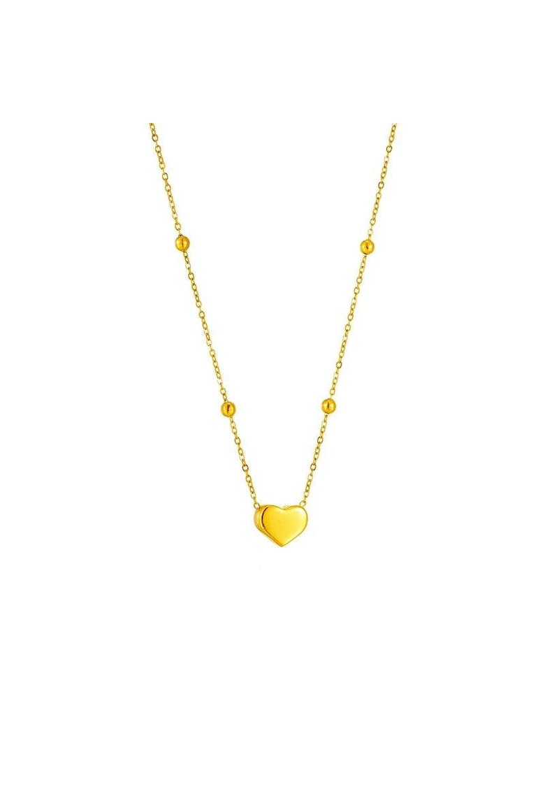 Colier auriu - din otel inoxidabil - suflat cu aur 18k - cu pandantiv inimioara - Edrika C1