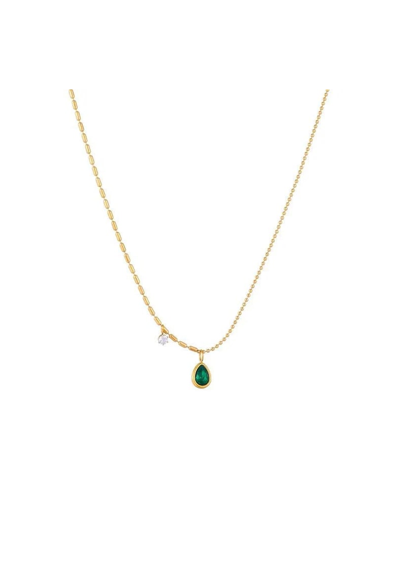 Colier auriu - din otel inoxidabil - suflat cu aur 18k - delicat - cu pietre din zirconiu - Edvina C1