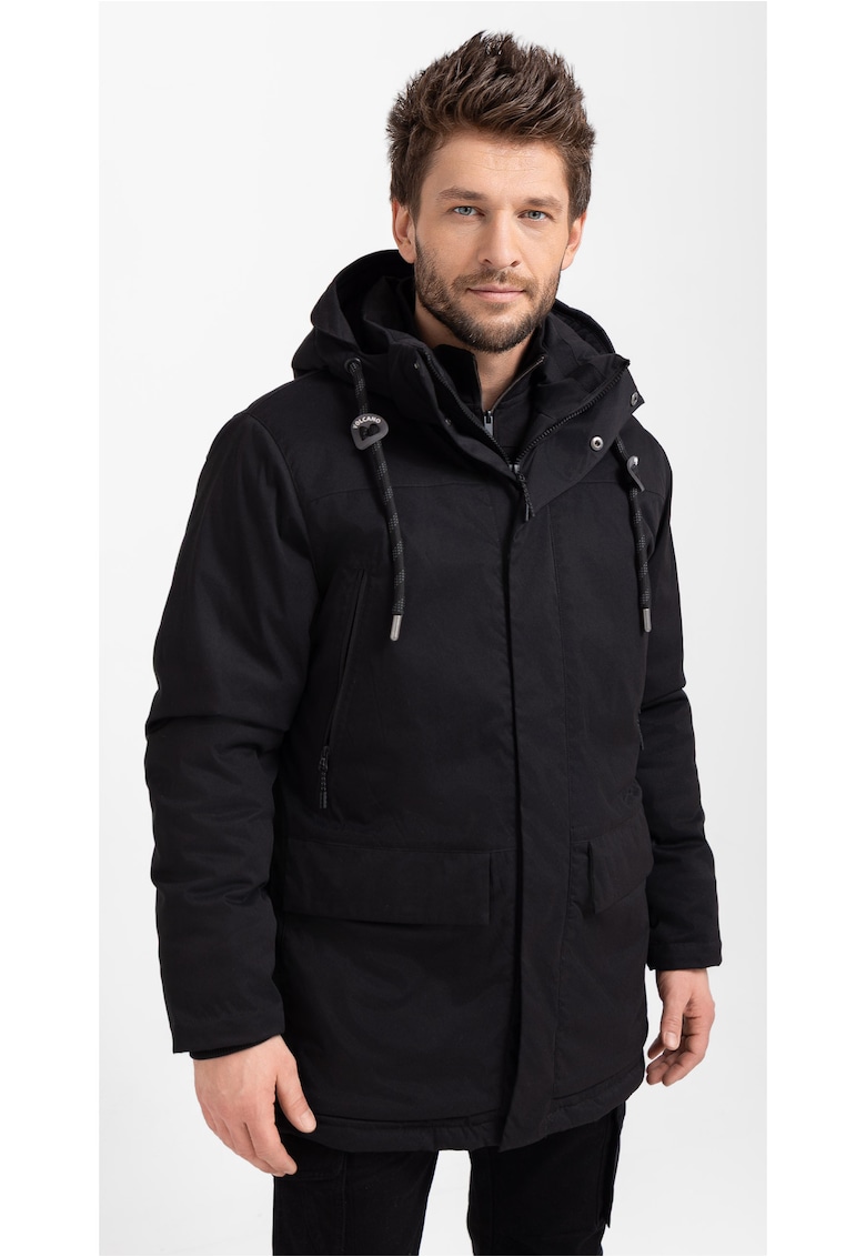 Geaca de iarna cu gluga detasabila cu snur - barbati - J-Durst - Neagra