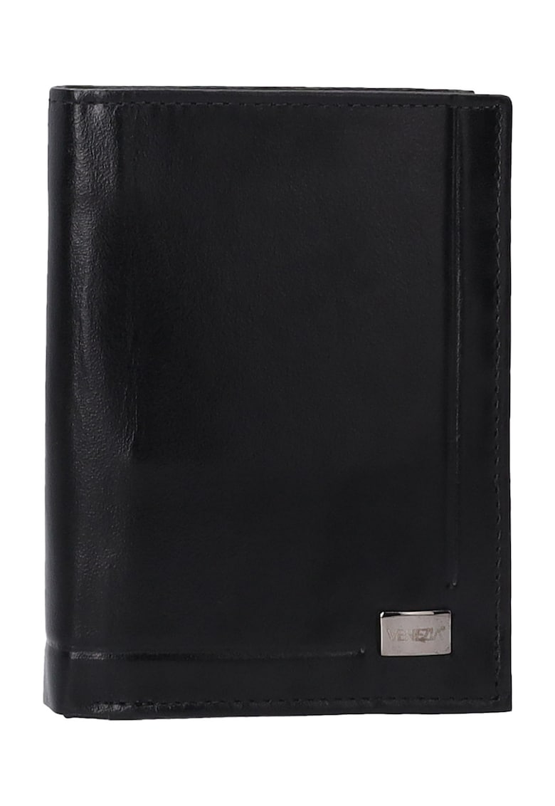 Portofel barbati -  piele naturala - negru - 9.5x13x2.5cm