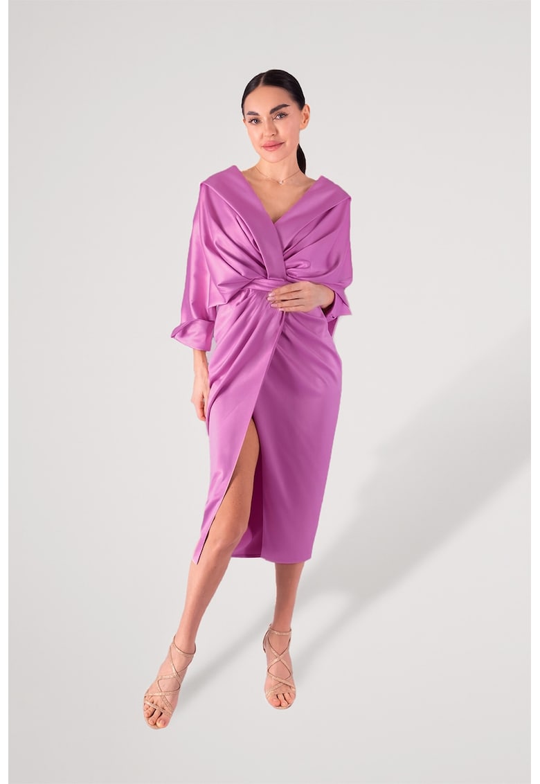 Rochie din satin cu aspect drapat