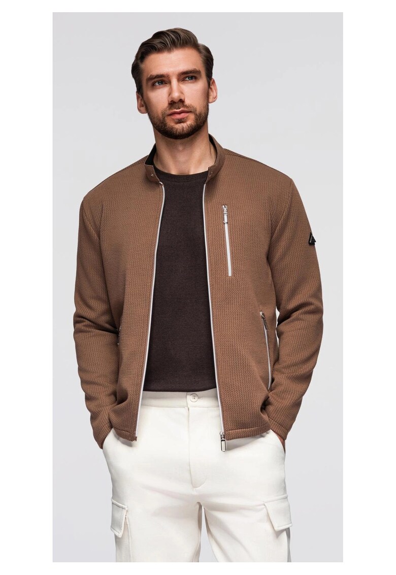 Jacheta structurata bike cu guler inalt OM-JANP-0229 - Maro