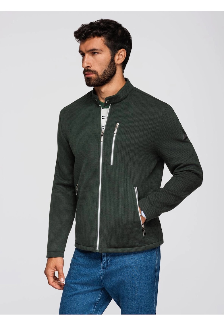 Jacheta structurata bike cu guler inalt OM-JANP-0229 - Verde inchis