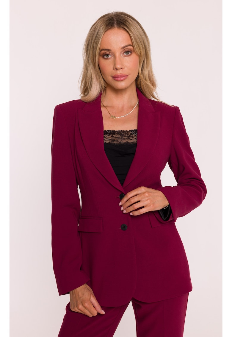 S417 - bordo - clasic cu un singur rand de nasturi - guler clasic - complet - maneci lungi inguste