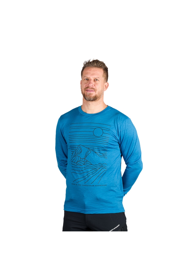 Tricou outdoor lana merino barbati Erno - Albastru