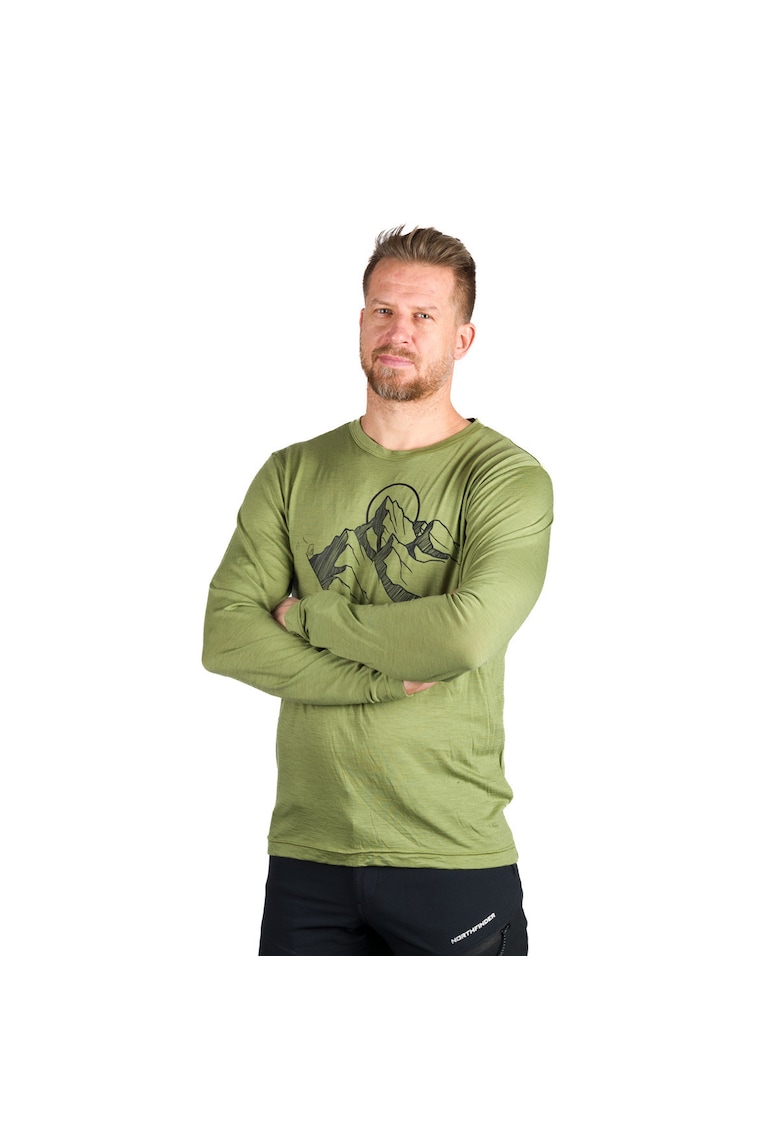 Tricou outdoor lana merino barbati Erno - Verde