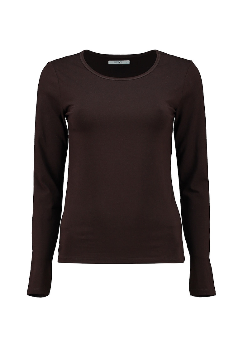 Bluza din amestec de bumbac cu decolteu rotund